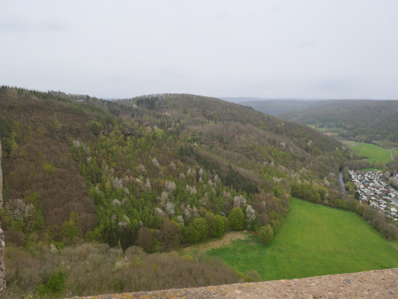 Blick vom Turm der Burg Nideggen auf die Wälder der Eifel